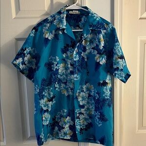 Vintage Blue Floral Hawaiian Shirt